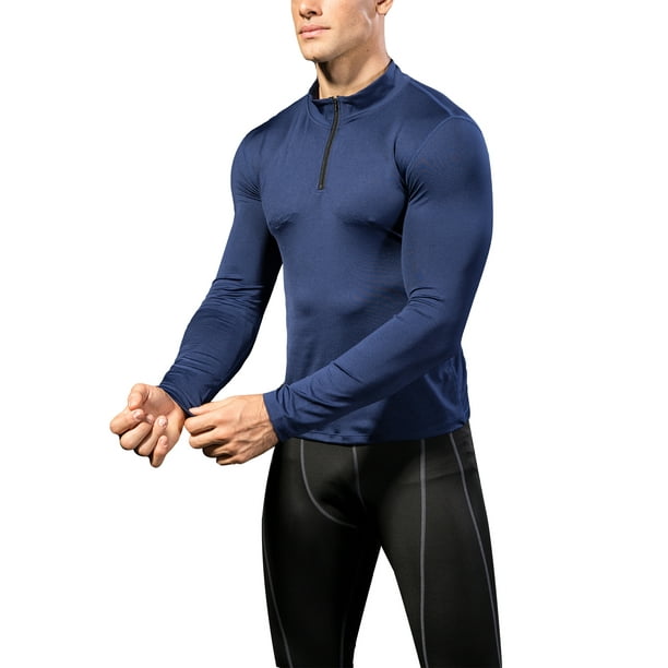 Mens Compression Shirt Cool Dry Base layer Sports Workout Tight Top Long Sleeves
